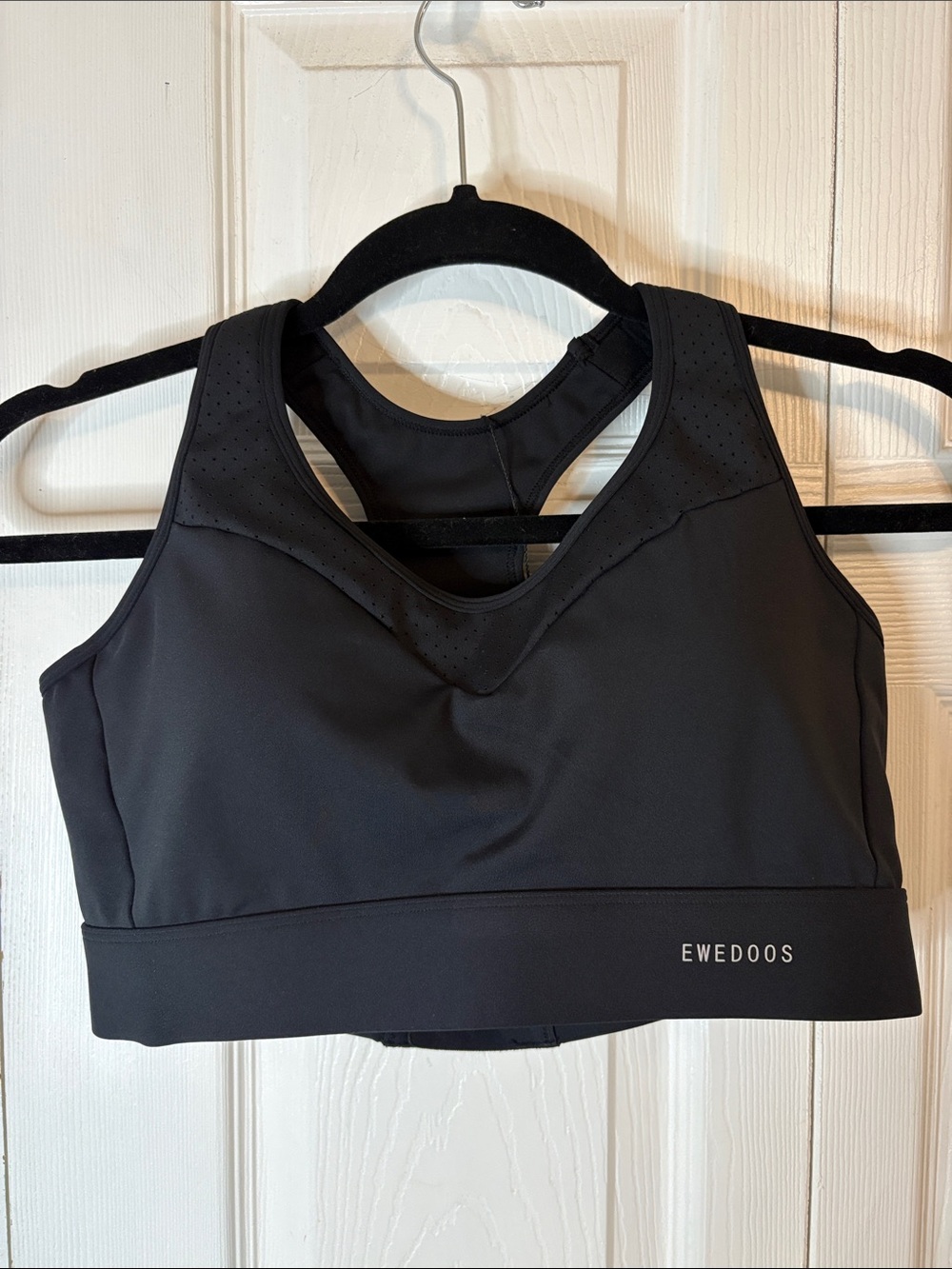 EWEDOOS Black High-Impact Sports Bra with Racerback Support
